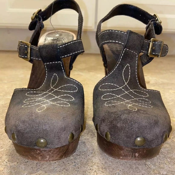 Michael Kors Mary Jane Block Heel & Leather Slingback Clogs Size 7 - Picture 3 of 6